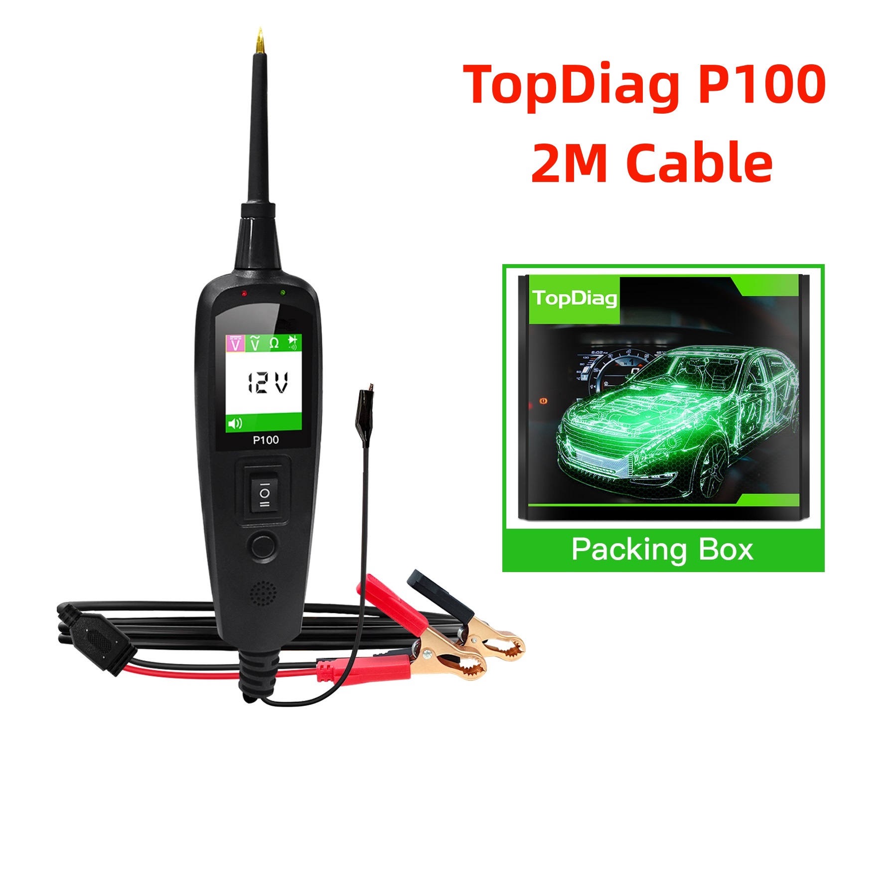 Car Diagnostic Tool - TopDiag P100 2M Auto-Stromkreistester 2V 24V