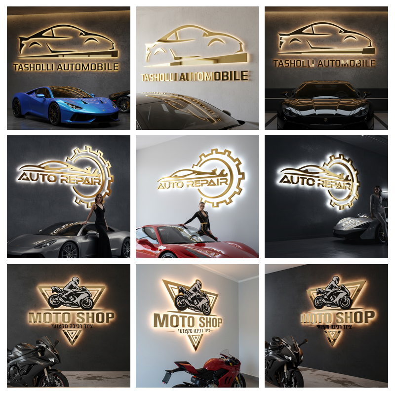 Maßgefertigtes 3D-Hintergrundb – Auto Repair Shop Logo Bewertung und Preis