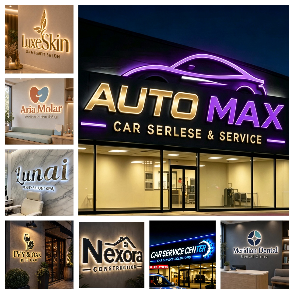 3D Individuelles LED-Beleuchte – Auto Repair Shop Logo Bewertung und Preis